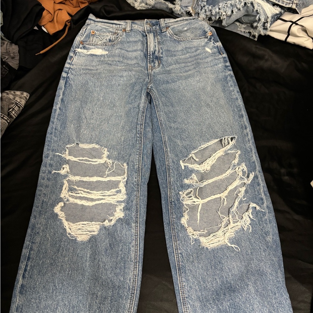American Eagle Outfitters Ripped Blue Boyfriend Jeans